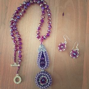 Hand made necklace/earrings. 20” long necklace